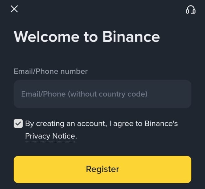 Binance registration via binance app (the crypto mojo)